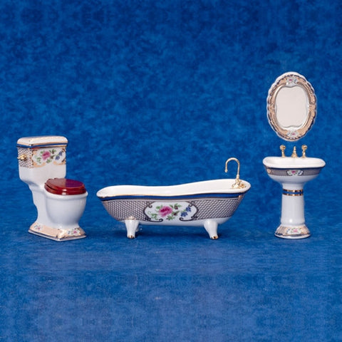 Bath Set, 3 PC Floral and Gold