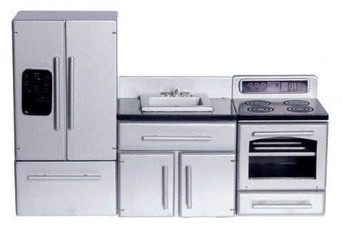 Kitchen Set, Three Piece Stainless Steel Style