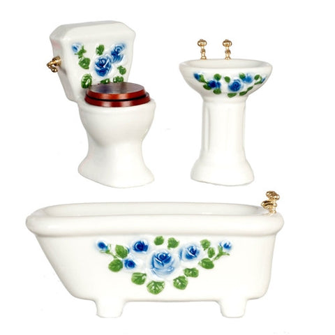 Blue Floral Bath Set