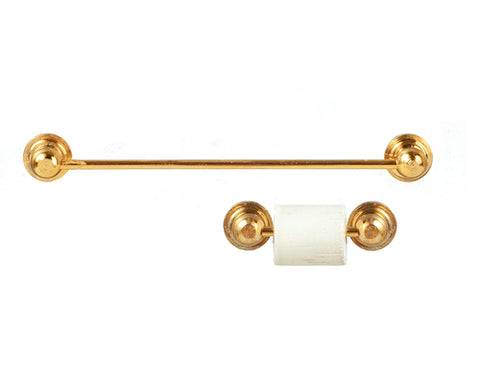 Brass Towel and Toilet Paper Holder Set