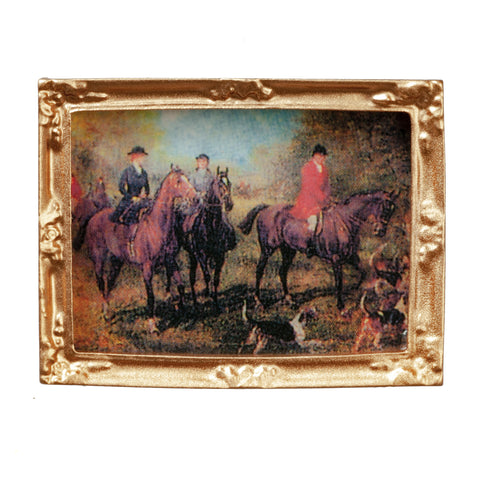 Hunt Scene Painting, Gold Frame