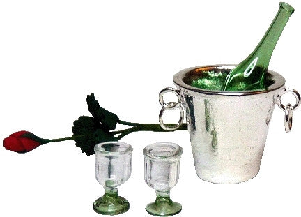 Champagne and Long Stem Rose Set