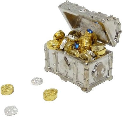 Silver Treasure Chest with Treasure – Dollhouse Junction