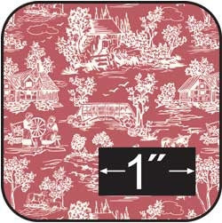 Cotton Fabric, Reverse French Toile, Red