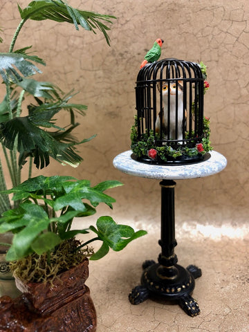 Black Bird Cage with Cat