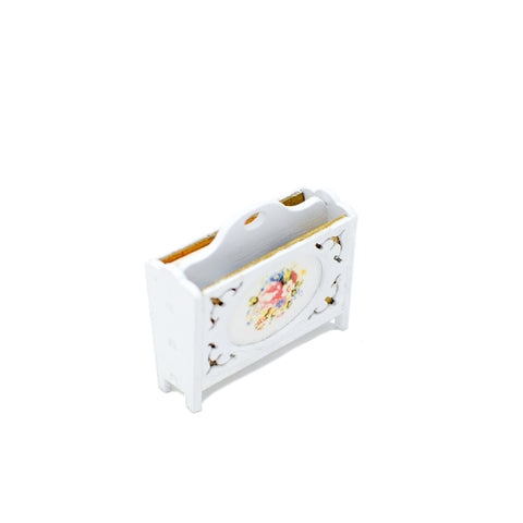 Magazine Rack, White with Flowers
