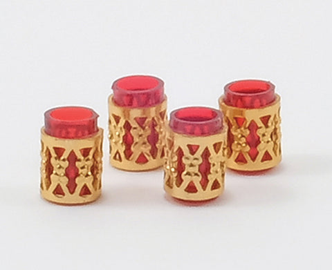 Red Tumblers with Gold Filagree, Set of Four