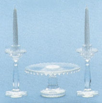 Clear Candlestick and Cake Plate Set Kit