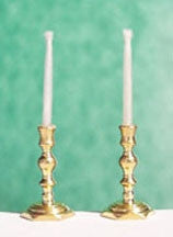 Candlesticks, Pair Elegant Hex Base, Non Elec