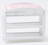 Changing Table with Slat Design, White with Pink Fabric