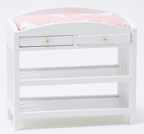 Changing Table with Slat Design, White with Pink Fabric