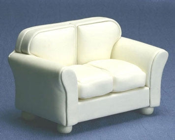Cream Leather Loveseat