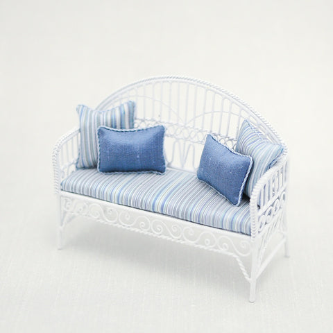Settee with Blue Silk Fabric