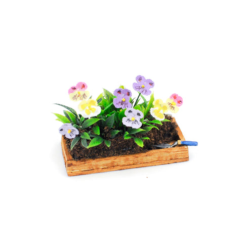 dollhouse miniature flat of pansies