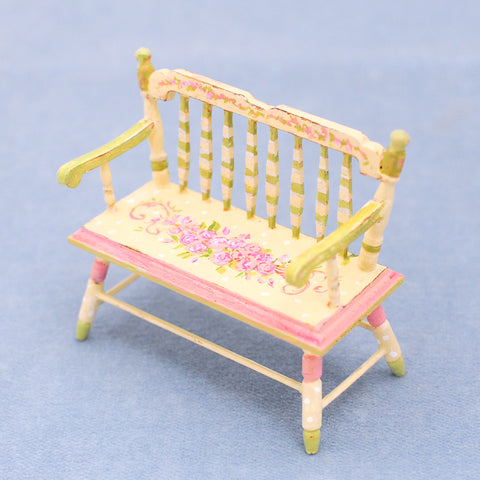 Hand Painted Windsor Bench With Roses