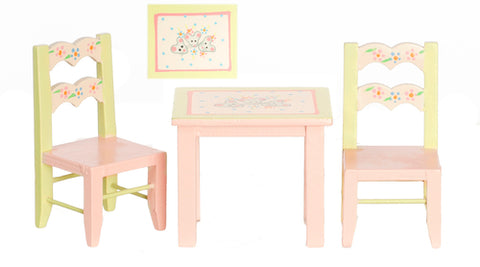 Child Size Table and Chairs, Pastel Colors