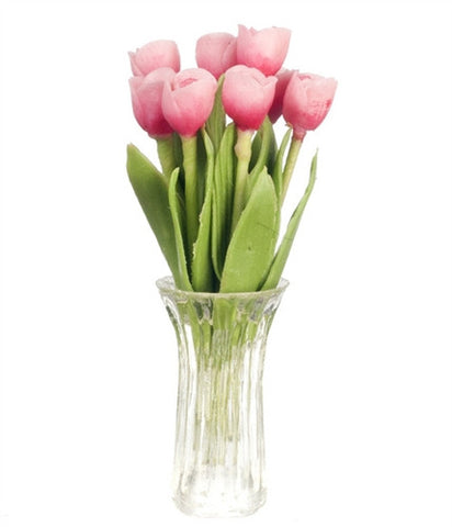 Vase, Tall, Pink Tulips, LIMITED STOCK!