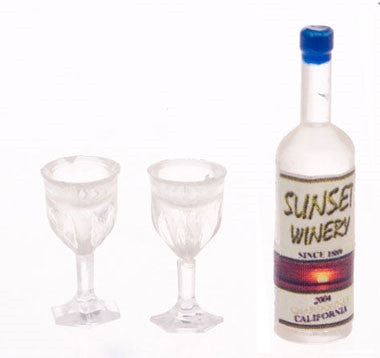 Bottle of White Wine, 2 Filled Glasses