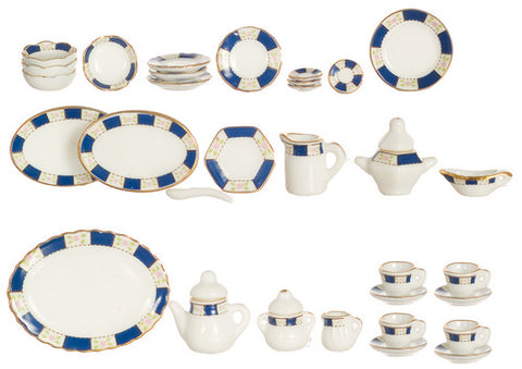 Tea Service, Dark Blue and White
