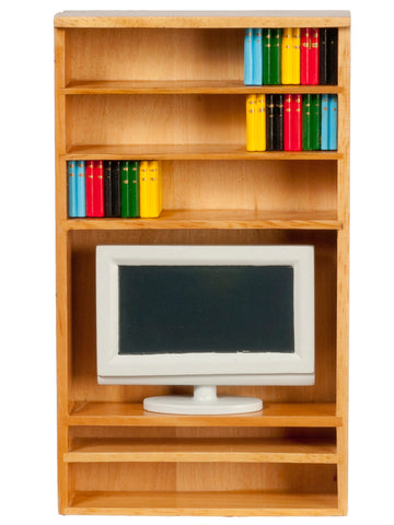 Book Shelf with TV and Books, Oak Finish ON SPECIAL