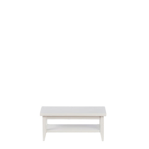 Coffee Table with Shelf, White