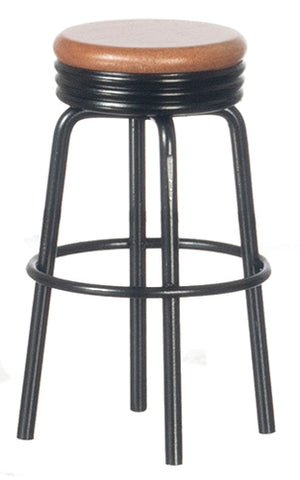 Raised Stool, Black and Walnut, 50's Style