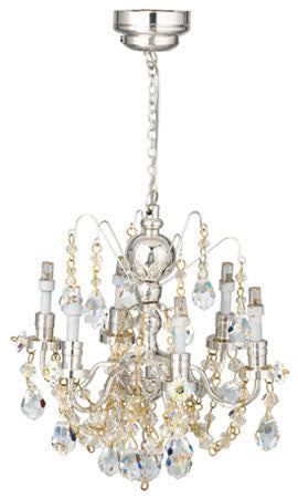 LED Battery Operated Silver 6-Arm Chandelier