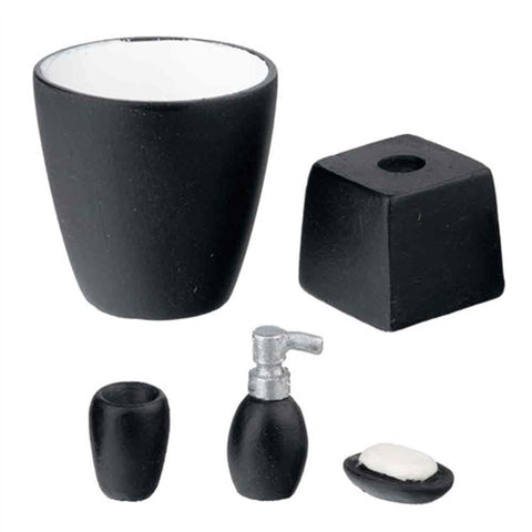 Bath Accessory Set, Black Resin