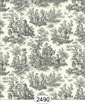 Wallpaper - Farm Life Toile - Black on Cream