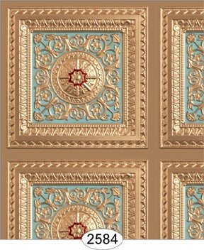 Rosette Panel Paper Gold Light Sky Blue Red