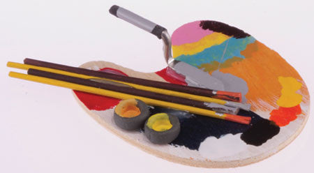 Artist Palette Set with Paint Brushes – Dollhouse Junction