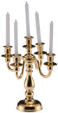 5-Arm Candelabra, Brass with White Candles