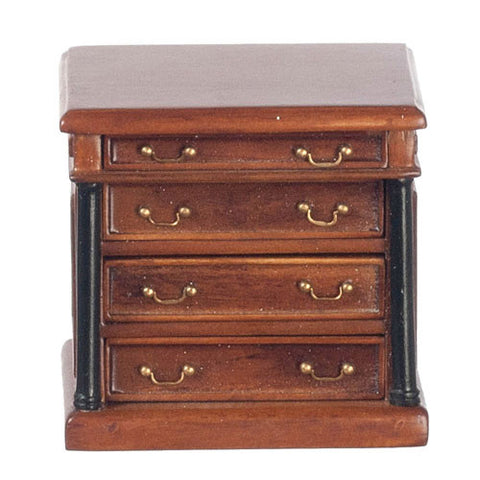 Four Drawer Bedside Chest, Walnut and Black