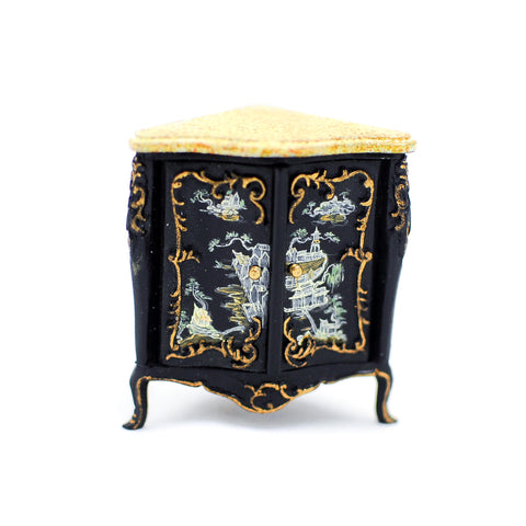 Corner Console Cabinet, Black Oriental