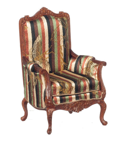 Victorian Armchair with Striped Fabric