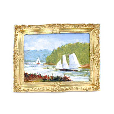 Original Painting, Sailboats on River
