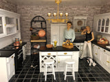 Four Piece Kitchen Set, White with Black
