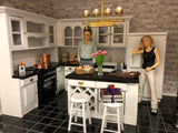 Four Piece Kitchen Set, White with Black