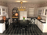 Four Piece Kitchen Set, White with Black