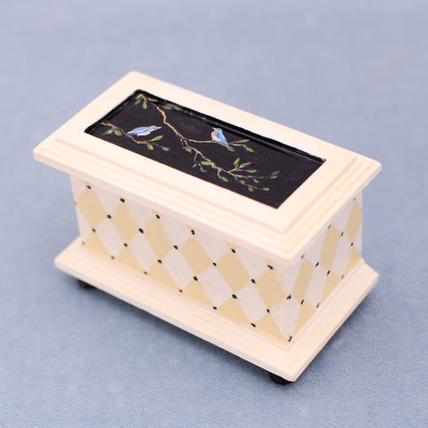 Painted Trunk with Diamonds and Blue Birds