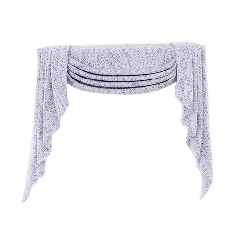 Short Swag Drape, Soft Blue on Blue Silk