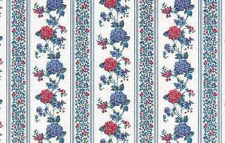 Copy of Kismet Stripe Wallpaper, Burgundy and Blue Florals
