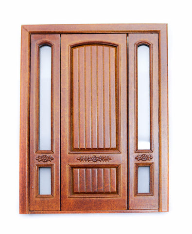 Provincial Double Door With Side Lights, New Walnut Finish