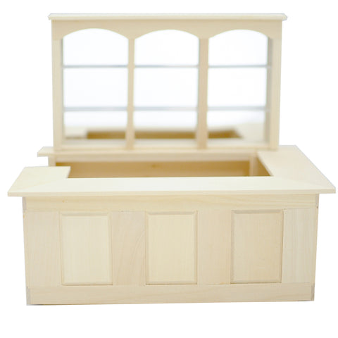 Large Pub with Back Shelves, Unfinished
