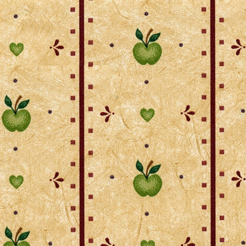 Green Apples and Red Line Prepasted Wallpaper
