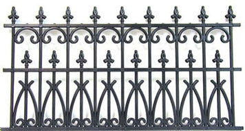 Faux Wrought Iron Fence, Black (Plastic), 2 pcs