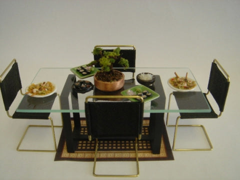 WER Dining Room Set, Modern, Black Suede