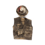 Fly Fishing Vest and Hat Set, Brown Leather