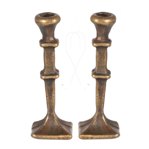 Candlesticks, Pair, Antique Brass