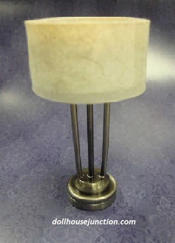 LED New Yorker Table Lamp, Platinum or Antique Brass Finish, Drum Shade